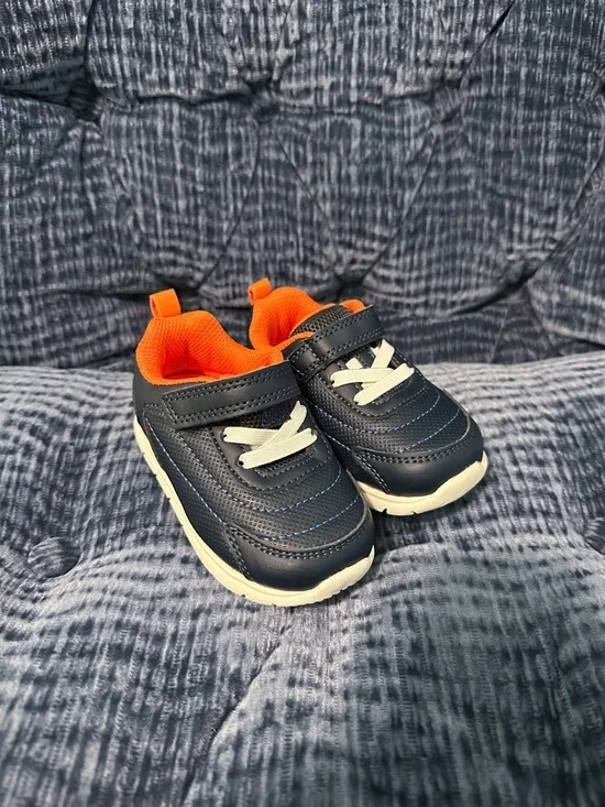 Carter's Navy and Orange Infant Sneakers with White Accents - Picture 1 of 6